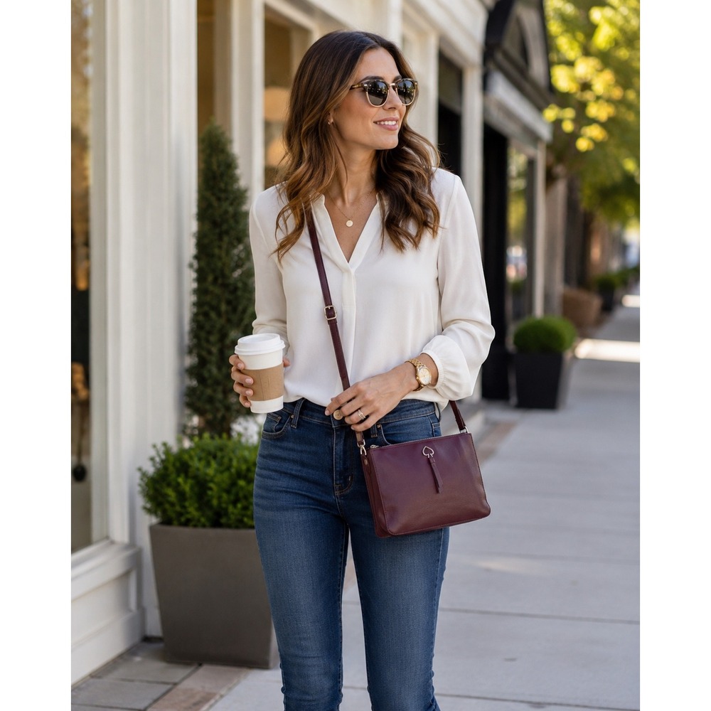 Kate Spade Adel Medium Cherrywood Leather Crossbody Bag Spade 
Luxury Designer